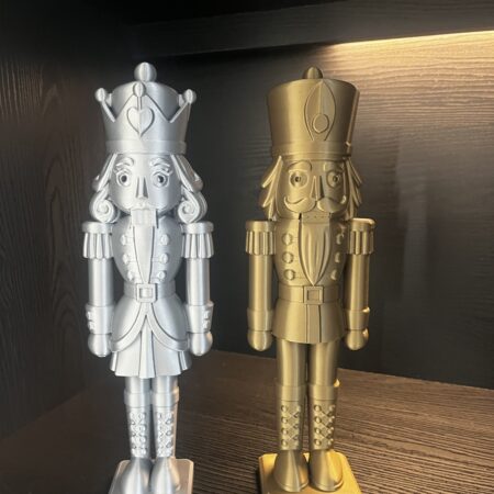 Grote notenkrakers King & Queen zilver en brons 25cm