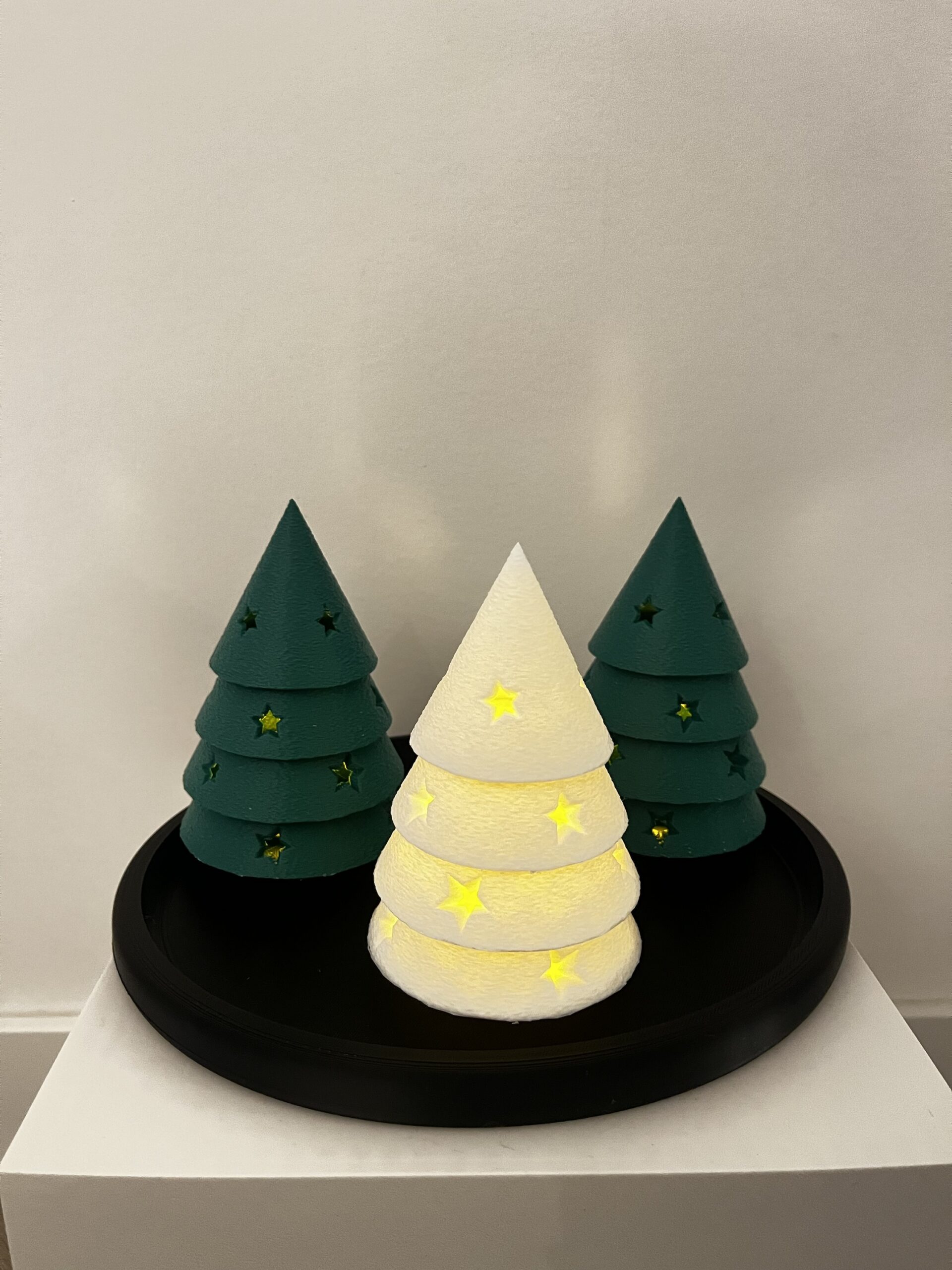 Kerstboom ledwaxinelichthouder wit - Afbeelding 3
